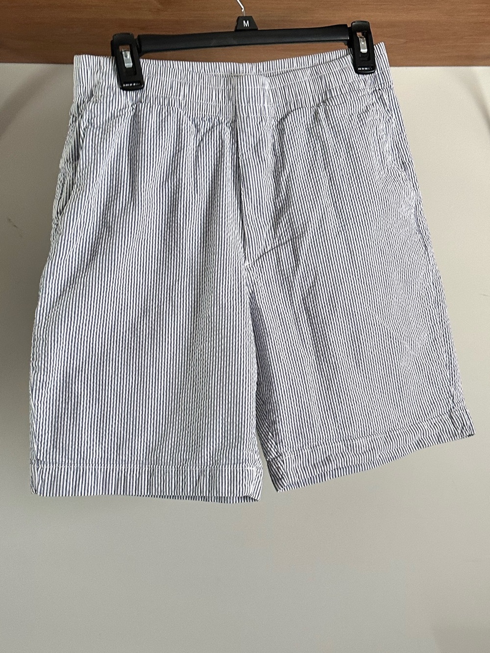 Uniqlo Men's Blue and White Striped Shorts-Bought in Korea-Size Small